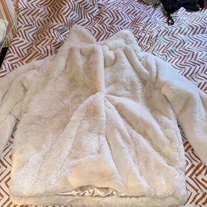 cream winter fuzzy jacket